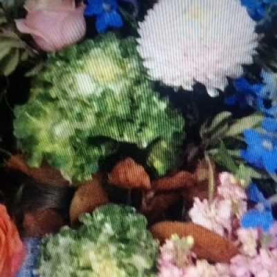 Sorbet horizon  - A seasonal selection of quality flowers in shades of apricot, blush pink and blue with a mixture of foliage.