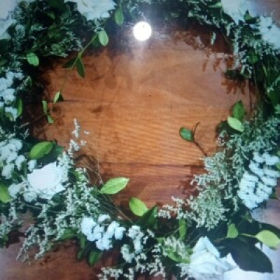 Naturally biodegradable  - custom made floral tribute 100,% biodegradable consisting of real natural grown flowers. Colour theme upon request. 